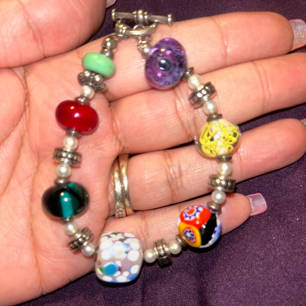 Vintage glass beaded bracelet - Picture 3 of 4